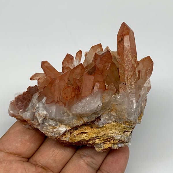 197.9g, 3.3"x2.5"x2" Red Quartz Crystal Cluster Mineral Specimens @Morocco, B113