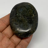 109.7g,2.8"x2"x0.7", Labradorite Palm-stone Polished Reiki @Madagascar,B17791
