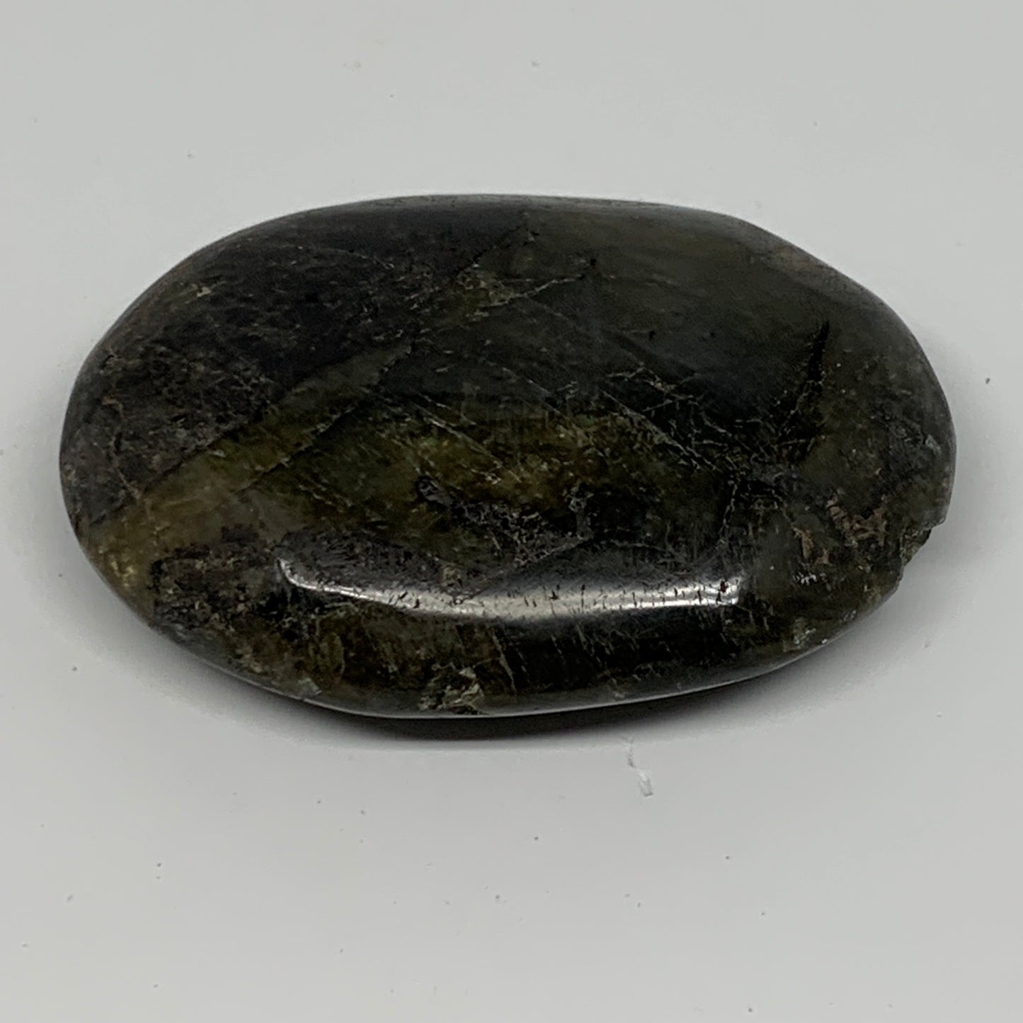 109.7g,2.8"x2"x0.7", Labradorite Palm-stone Polished Reiki @Madagascar,B17791