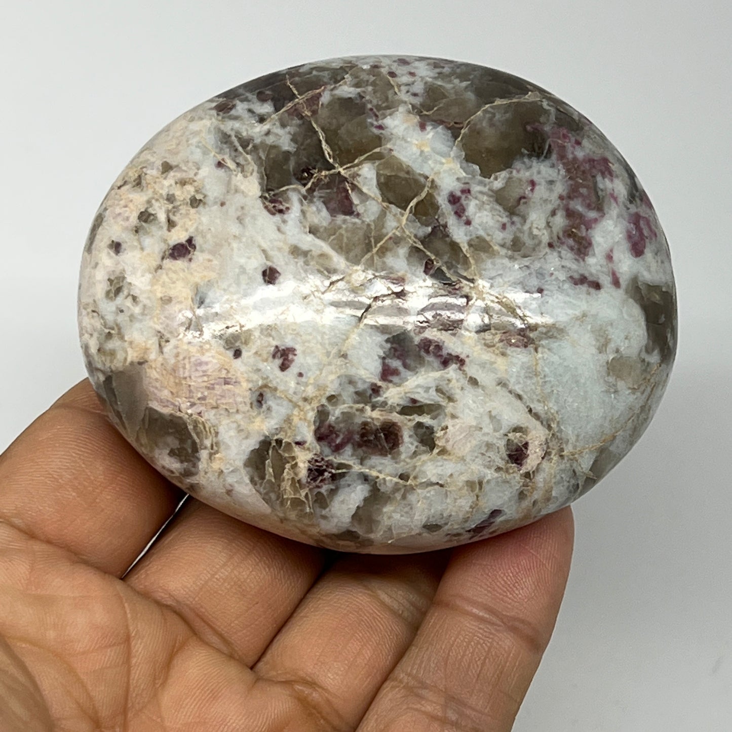 221.7g,2.9"x2.4"x1.4" Tourmaline Rubellite Palm-Stone Reiki @Madagascar,B20927