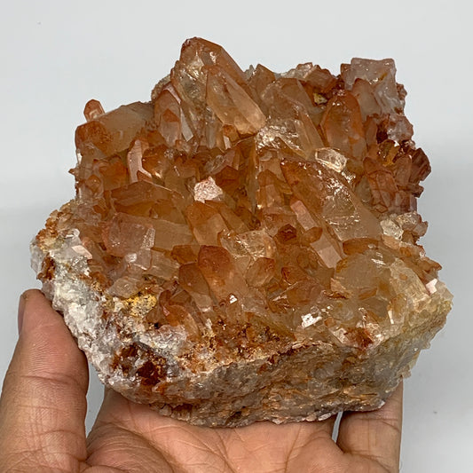 1010.1g, 4.2"x4.1"x2.4" Red Quartz Crystal Cluster Mineral Specimens @Morocco, B