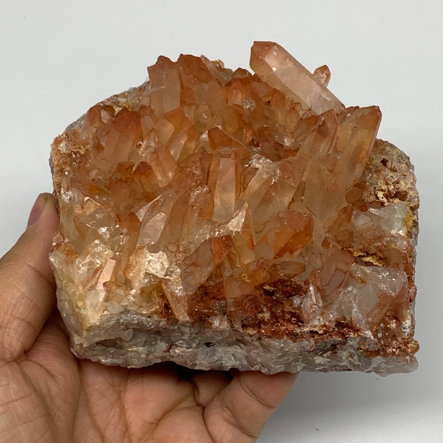 1010.1g, 4.2"x4.1"x2.4" Red Quartz Crystal Cluster Mineral Specimens @Morocco, B