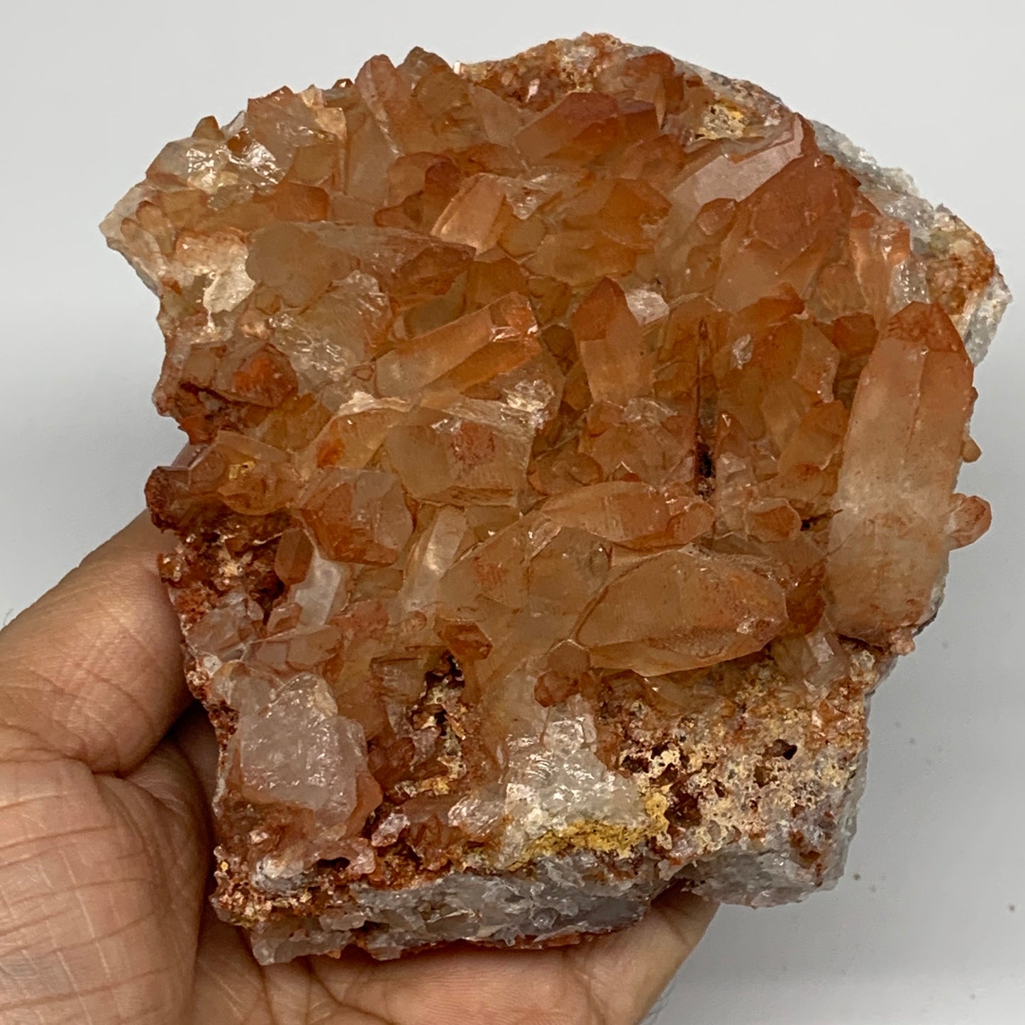 1010.1g, 4.2"x4.1"x2.4" Red Quartz Crystal Cluster Mineral Specimens @Morocco, B