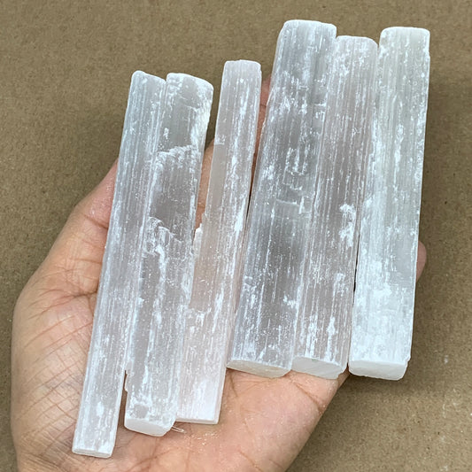 5 lbs, 4.6" - 4.8", 37pcs, Natural Rough Solid Selenite Crystal Blade Sticks, B1
