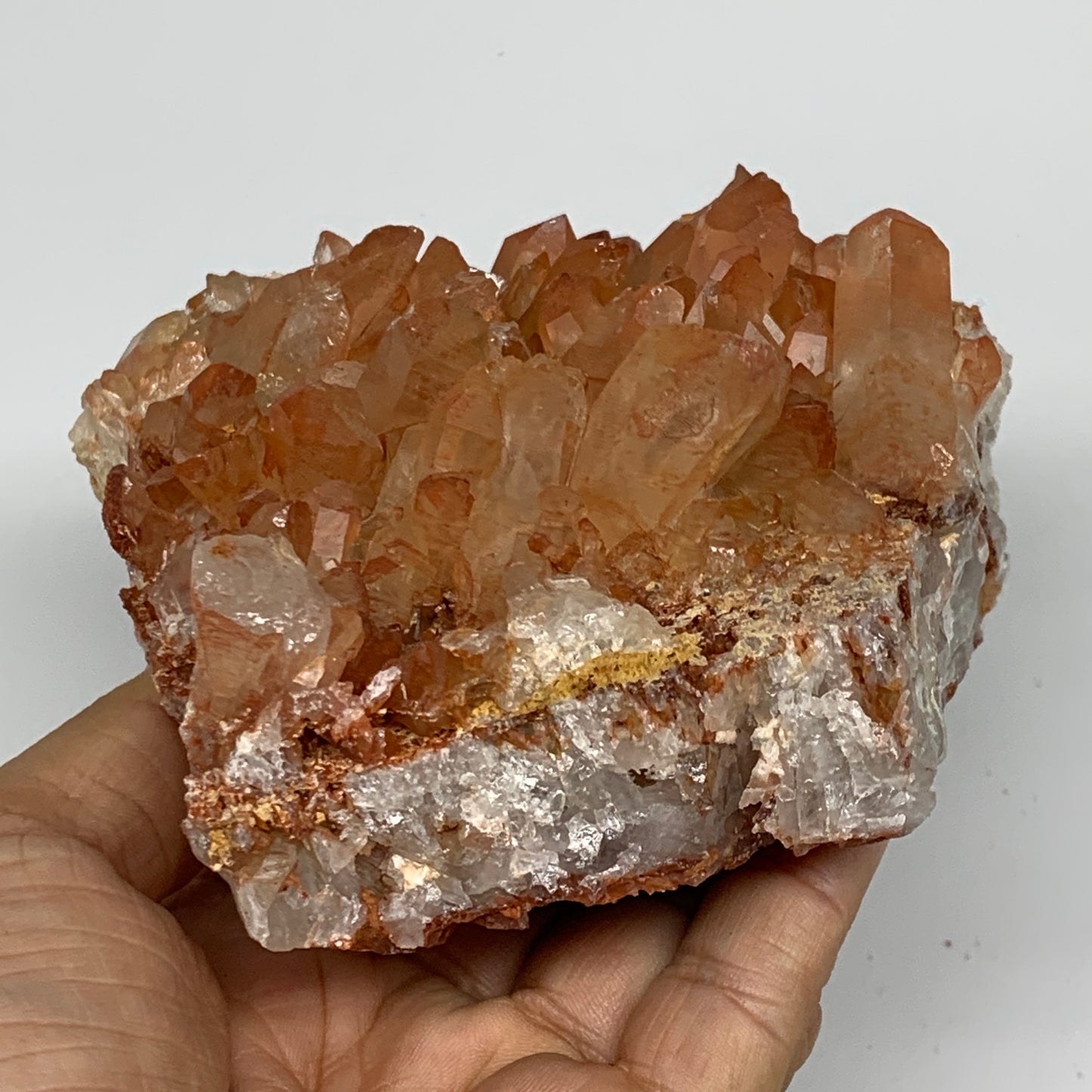 1010.1g, 4.2"x4.1"x2.4" Red Quartz Crystal Cluster Mineral Specimens @Morocco, B