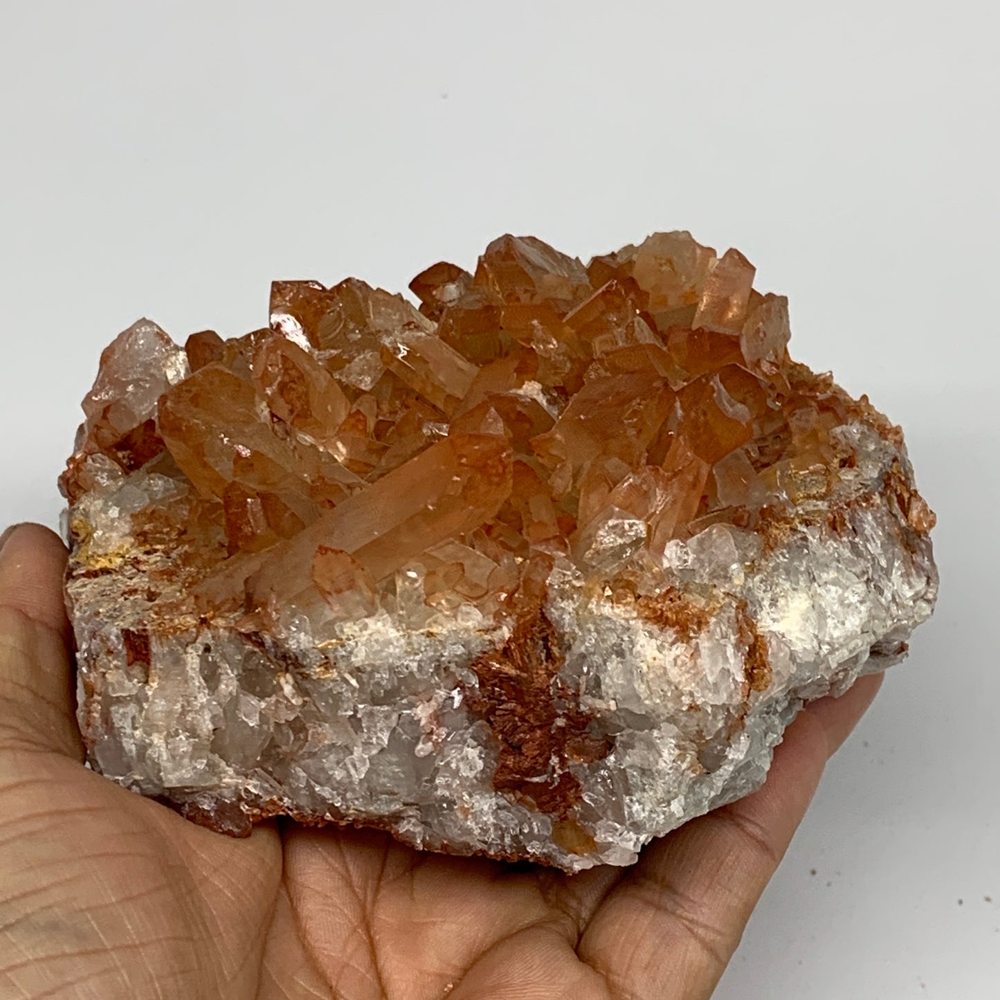 1010.1g, 4.2"x4.1"x2.4" Red Quartz Crystal Cluster Mineral Specimens @Morocco, B