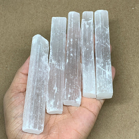 5 lbs, 4.4" - 4.9", 39pcs, Natural Rough Solid Selenite Crystal Blade Sticks, B1