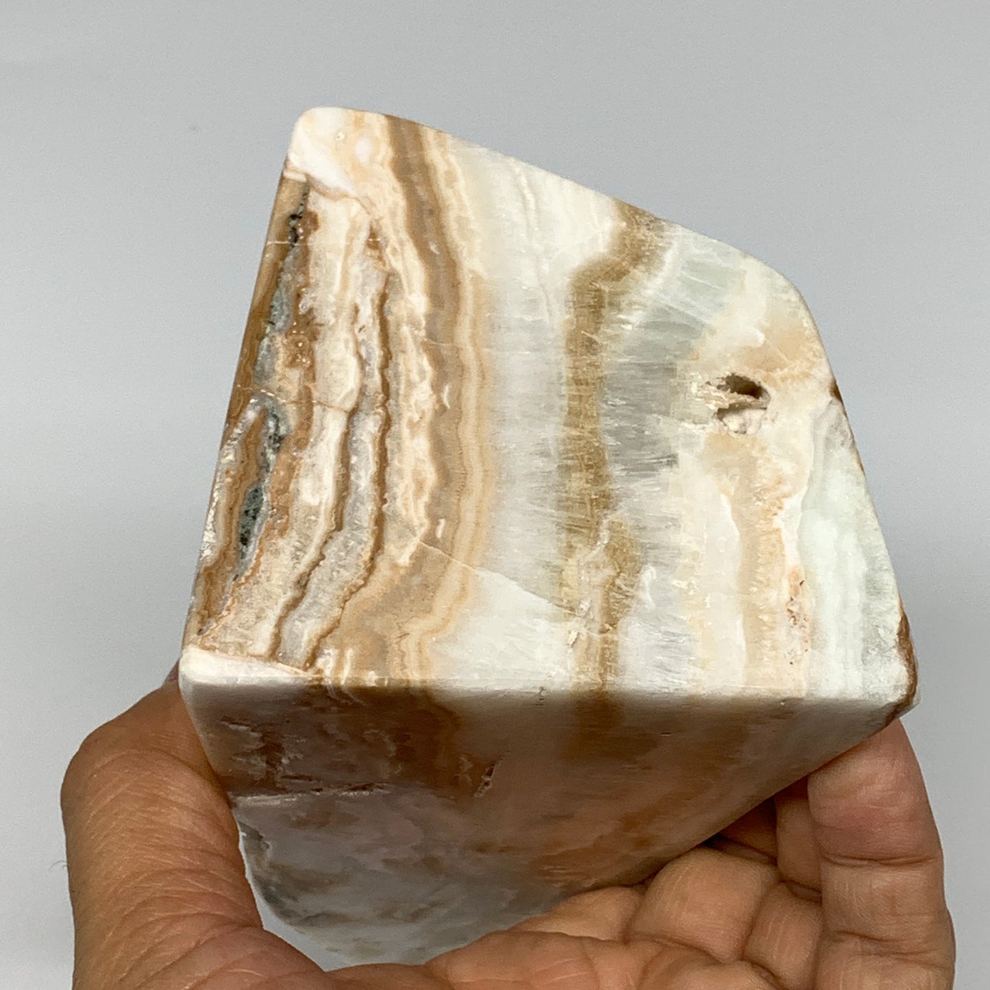 1.98 lbs, 4.9"x3.2"x3.3", Polished Freeform Caribbean Calcite @Afghanistan, B262