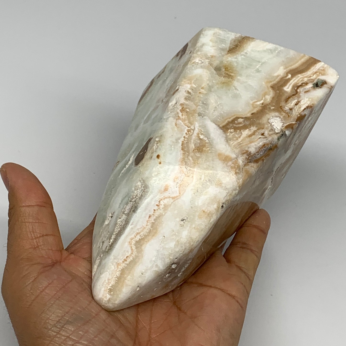 1.98 lbs, 4.9"x3.2"x3.3", Polished Freeform Caribbean Calcite @Afghanistan, B262