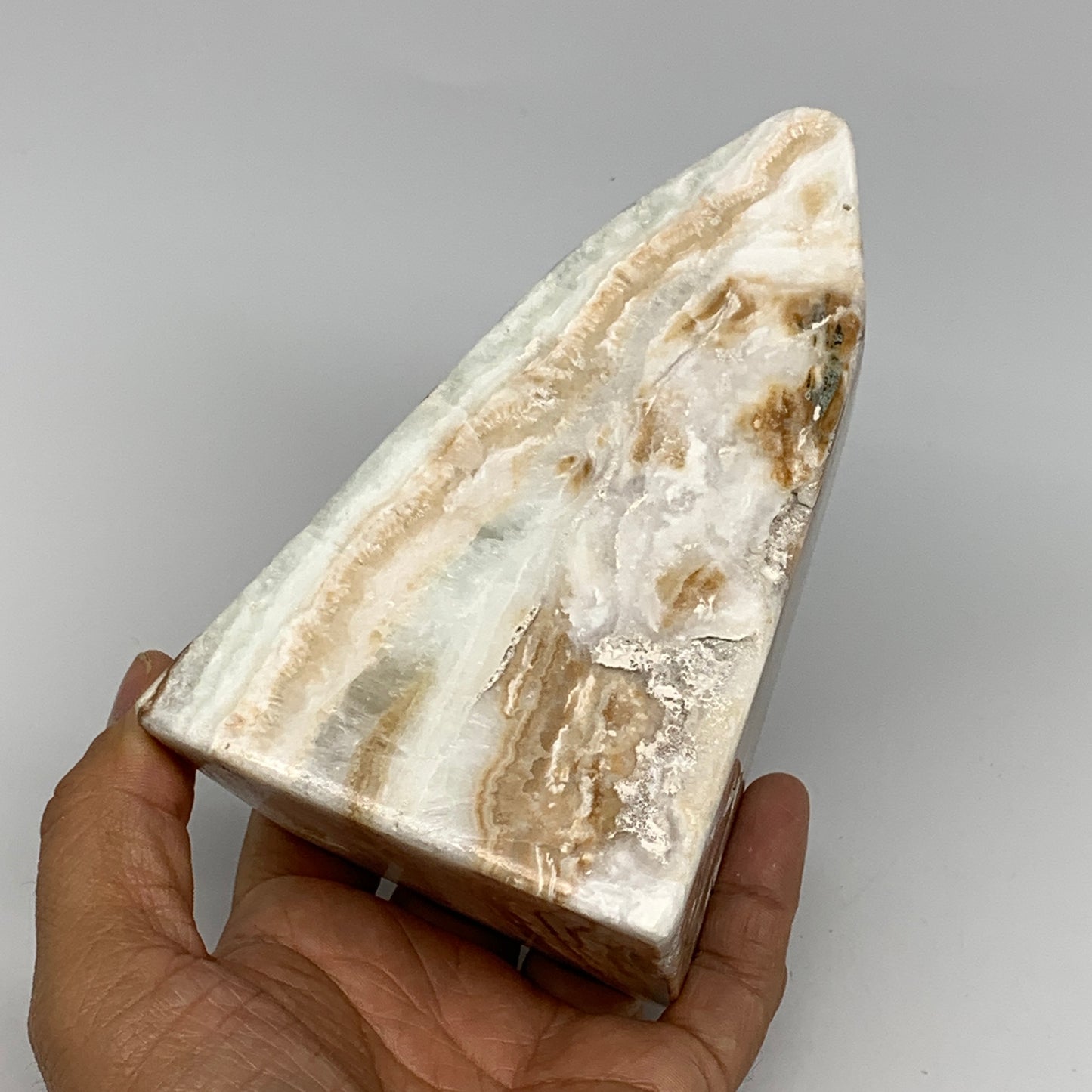 1.98 lbs, 4.9"x3.2"x3.3", Polished Freeform Caribbean Calcite @Afghanistan, B262