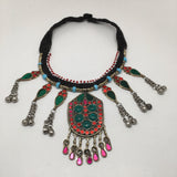 Vintage Afghan Turkmen Tribal Kuchi Fashion Glass Beaded Choker Necklace, KN147 - watangem.com