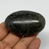 71.8g,2.4"x1.5"x0.8", Labradorite Palm-stone Polished Reiki @Madagascar,B17797
