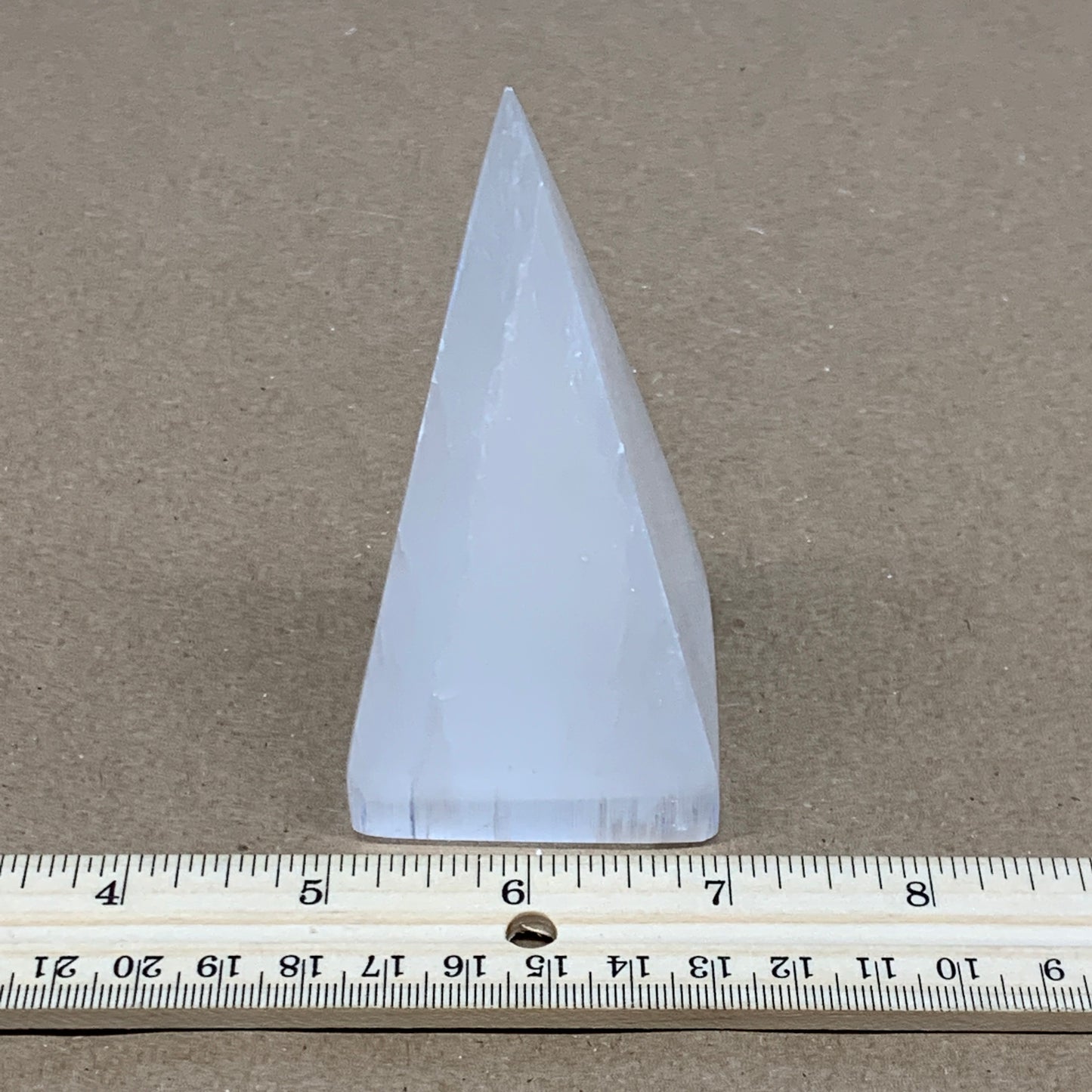 218g, 3.9"x2" White Selenite/Satin Spar Pyramid Crystal @Morocco, B24153