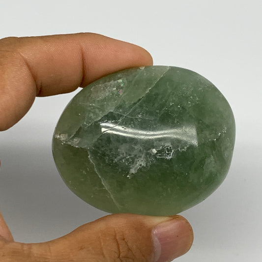 87.9g,2.1"x1.8"x0.9", Natural Fluorite Palm-Stone Polished Reiki @Madagascar, B1