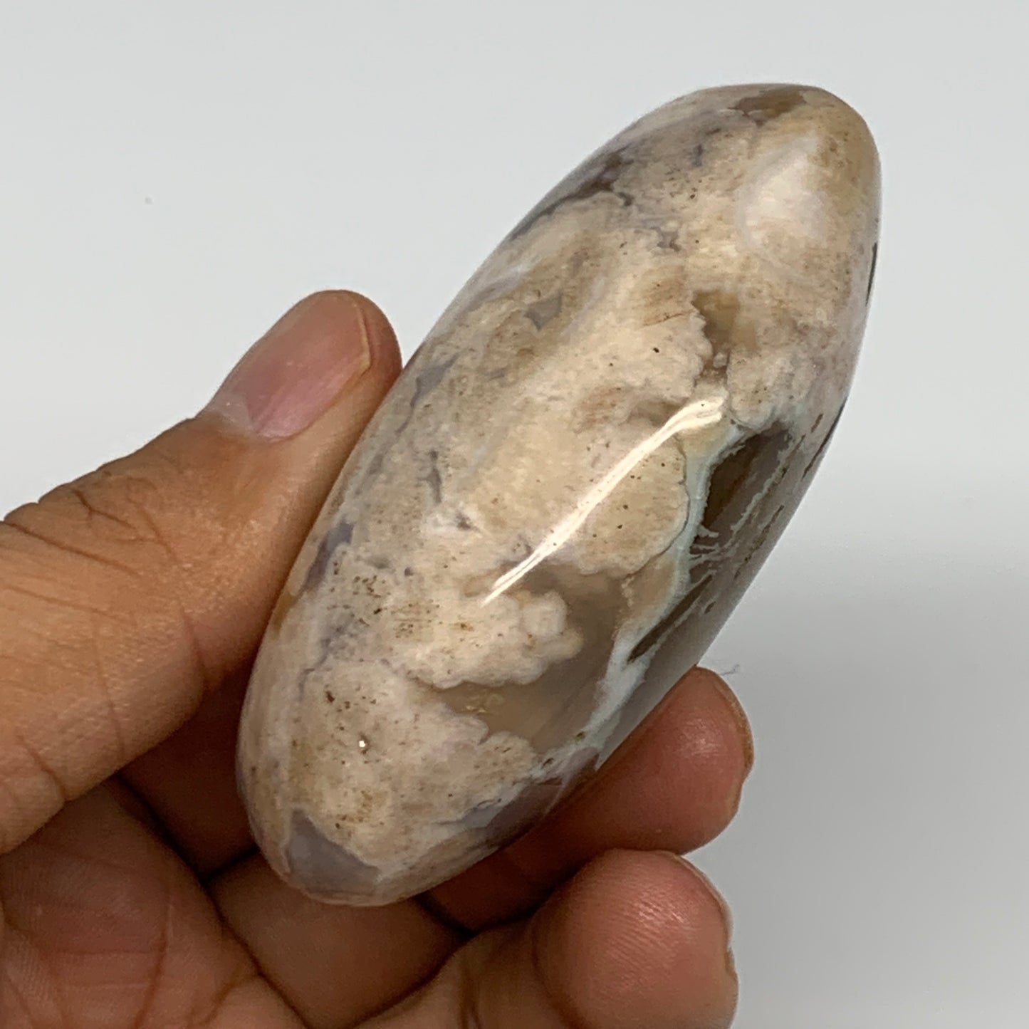 127.3g,2.6"x2"x1.1", Flower Agate Palm-Stone Crystal Reiki @Madagascar,B16241