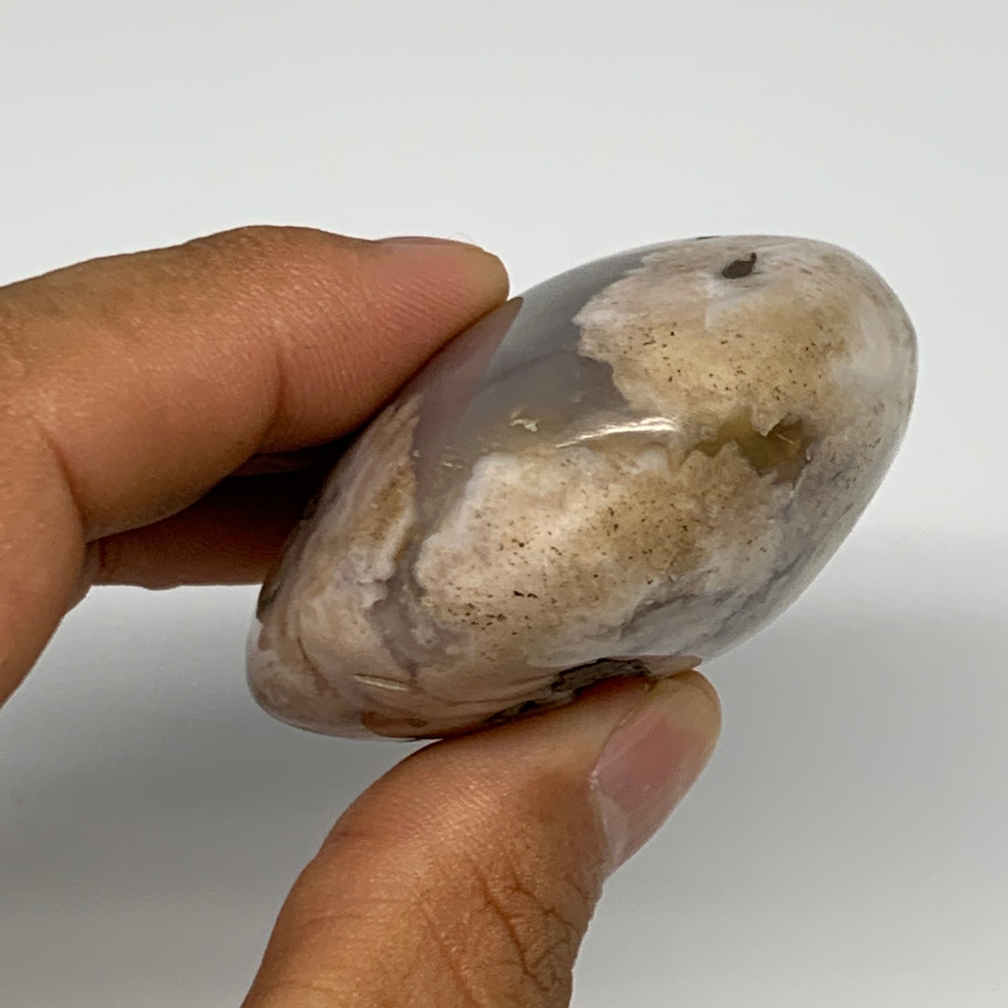 127.3g,2.6"x2"x1.1", Flower Agate Palm-Stone Crystal Reiki @Madagascar,B16241