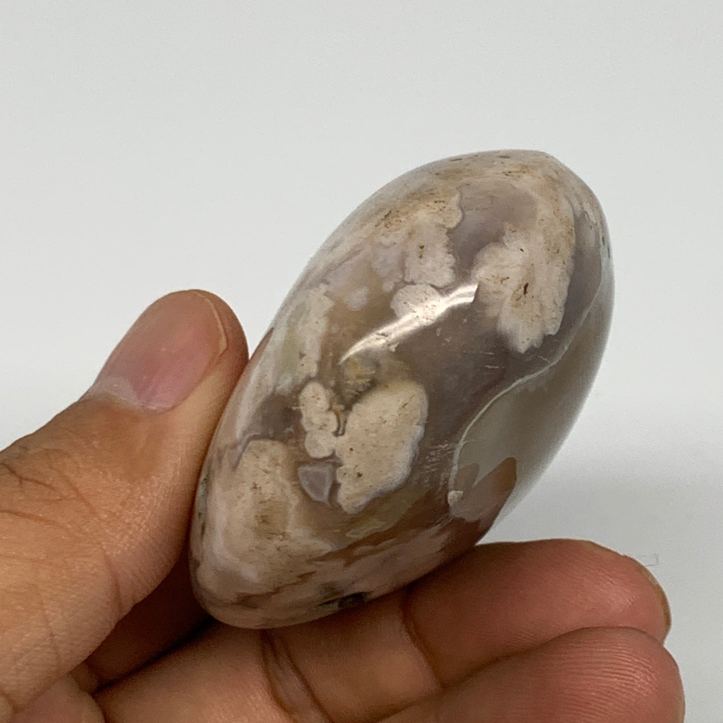 127.3g,2.6"x2"x1.1", Flower Agate Palm-Stone Crystal Reiki @Madagascar,B16241