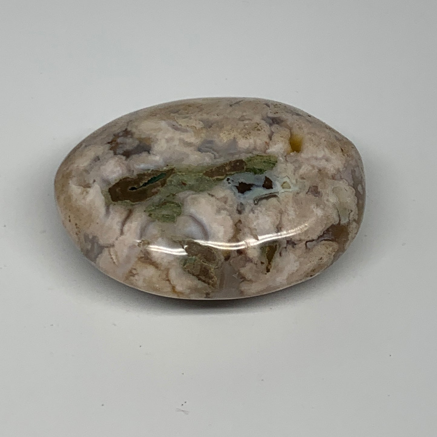 127.3g,2.6"x2"x1.1", Flower Agate Palm-Stone Crystal Reiki @Madagascar,B16241