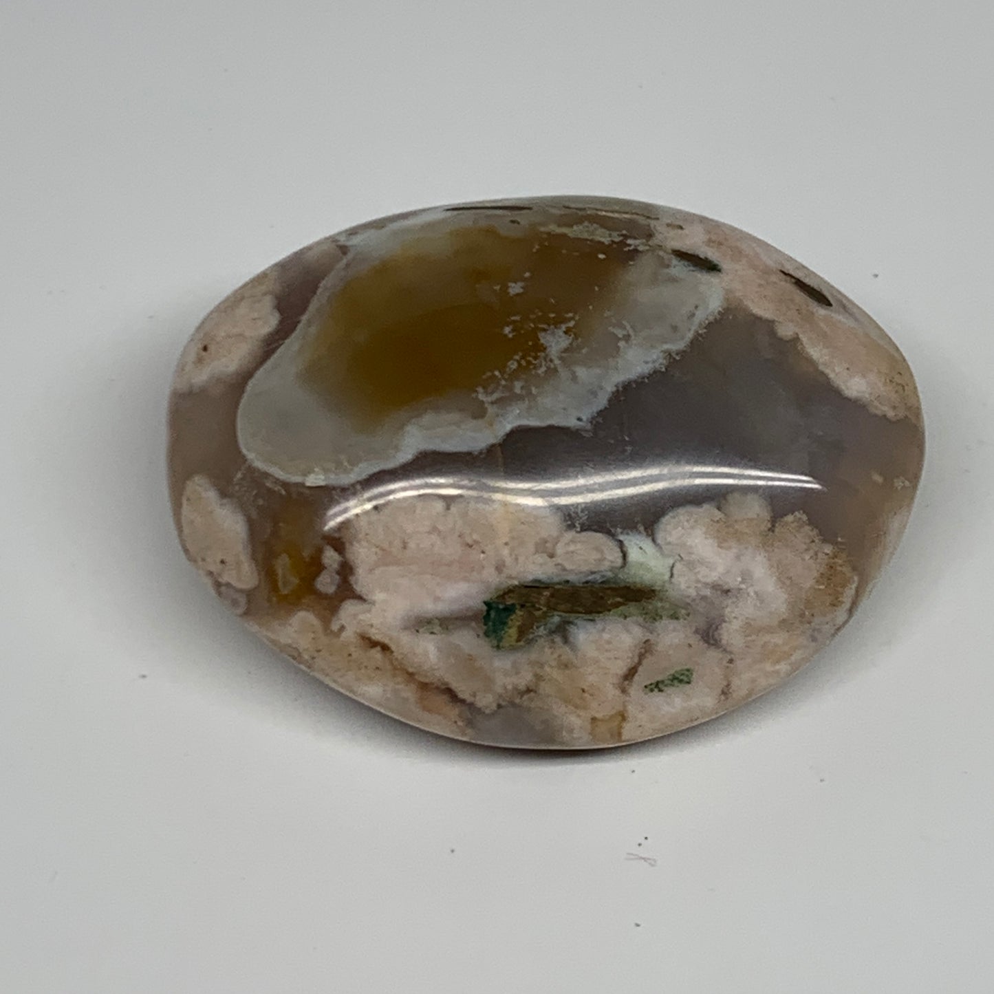 127.3g,2.6"x2"x1.1", Flower Agate Palm-Stone Crystal Reiki @Madagascar,B16241