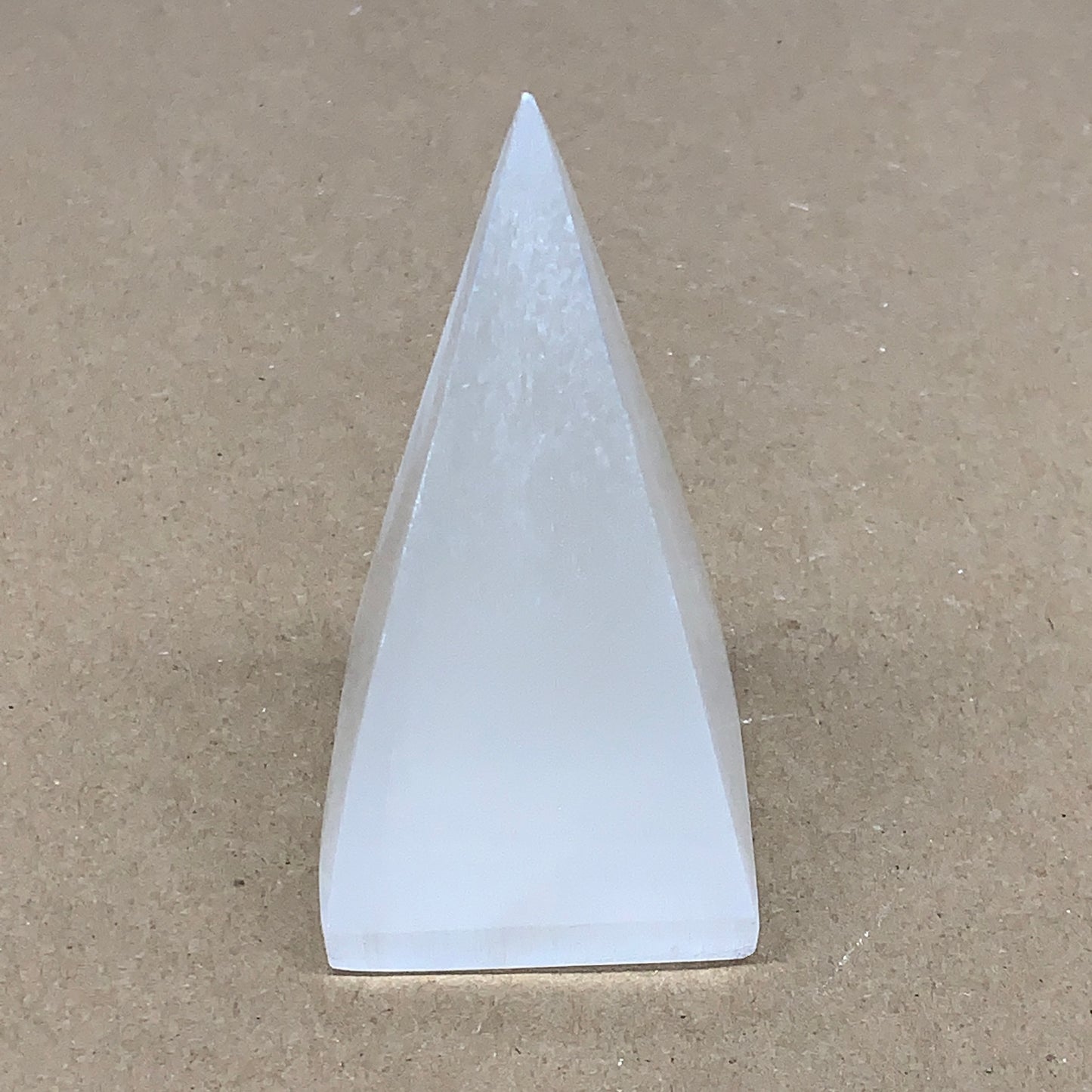 231g, 3.7"x2.2" White Selenite/Satin Spar Pyramid Crystal @Morocco, B24154