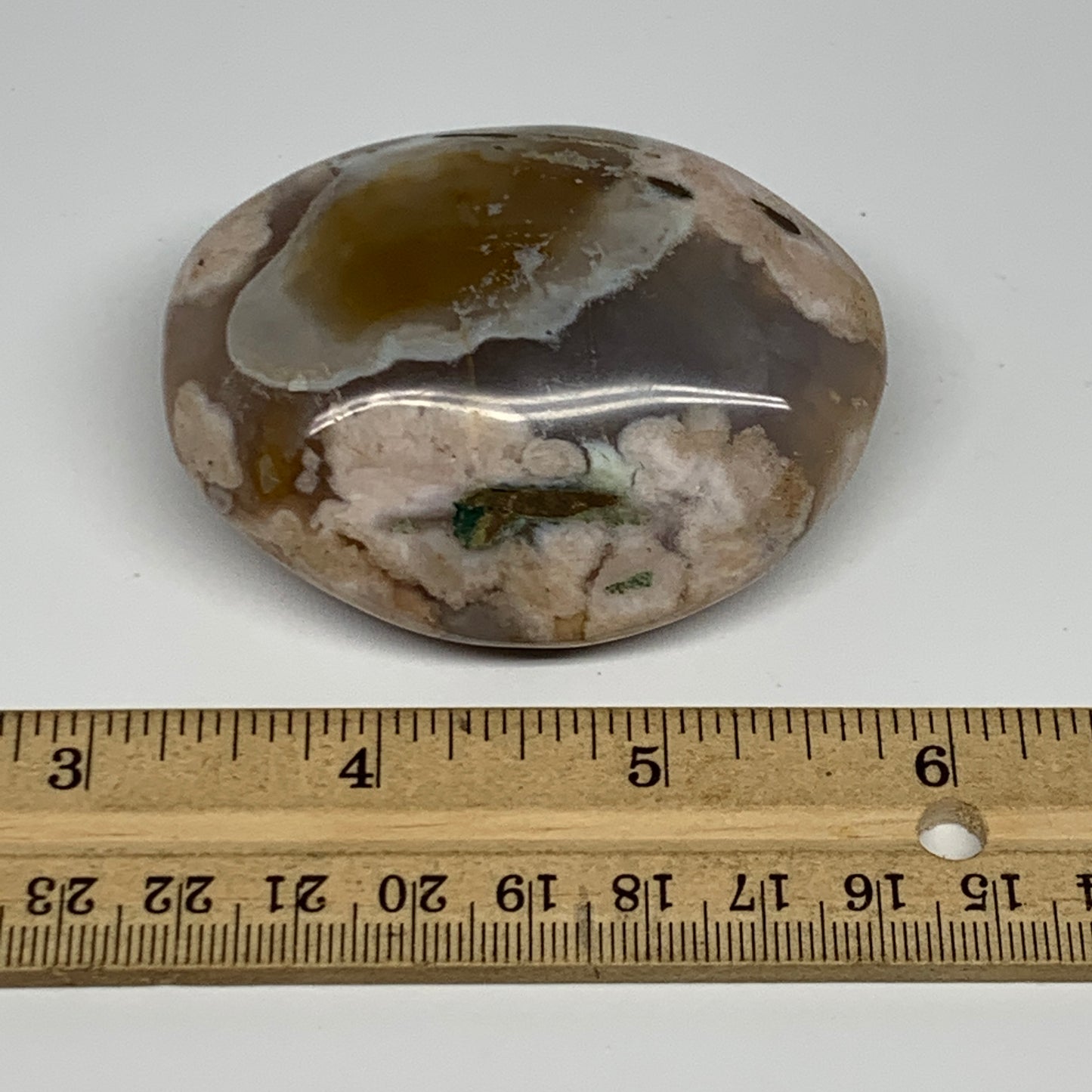 127.3g,2.6"x2"x1.1", Flower Agate Palm-Stone Crystal Reiki @Madagascar,B16241