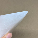249g, 3.6"x2.2" White Selenite/Satin Spar Pyramid Crystal @Morocco, B24156
