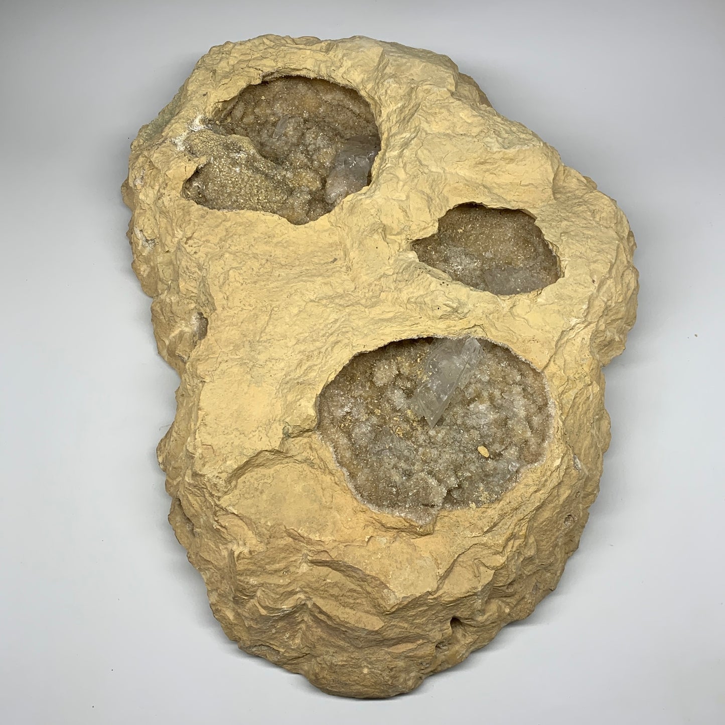 35.79 lbs, 21"x14"x4", Huge Calcite Geode Mineral Specimens @Morocco, B11324