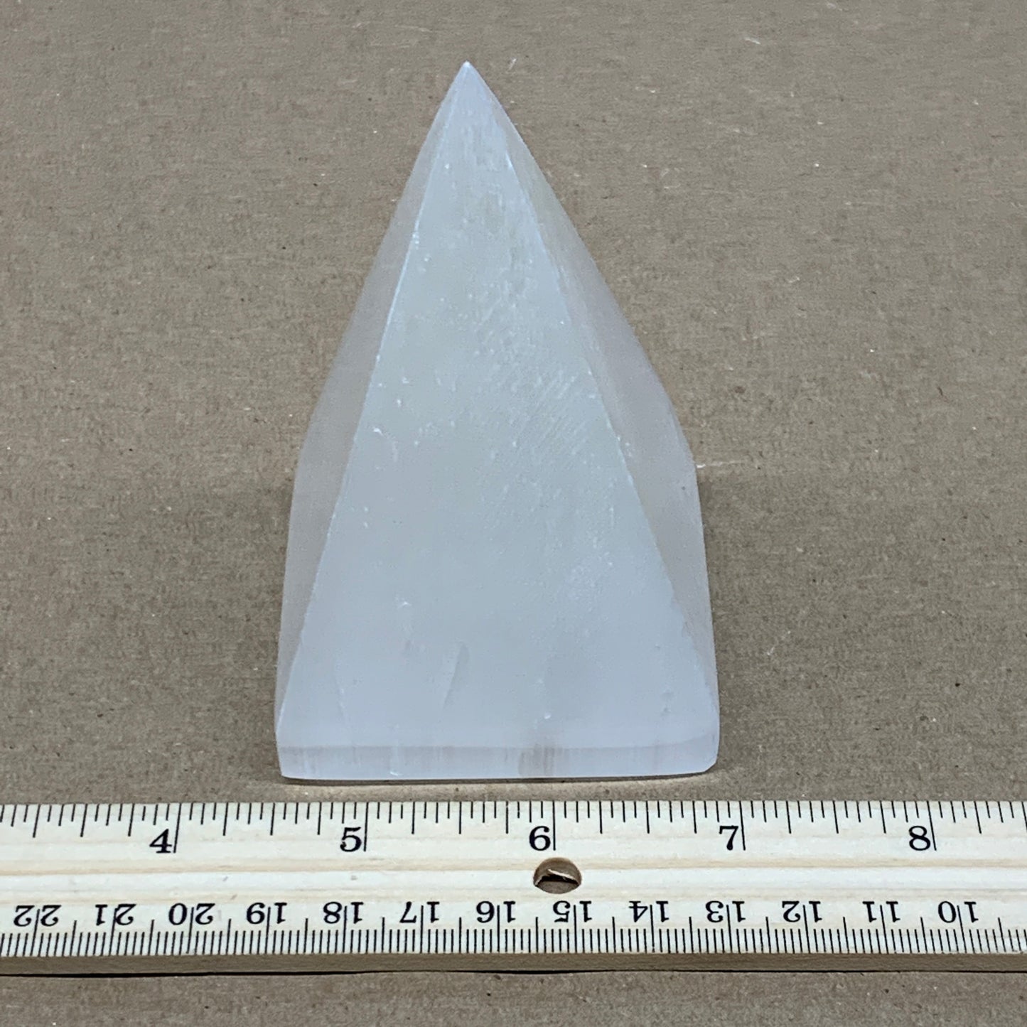 362g, 3.8"x2.5" White Selenite/Satin Spar Pyramid Crystal @Morocco, B24157