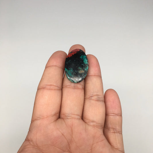 4.8g, 1.25"x0.8"x4mm Sonora Sunset Chrysocolla Cuprite Cabochon @Mexico,SC479