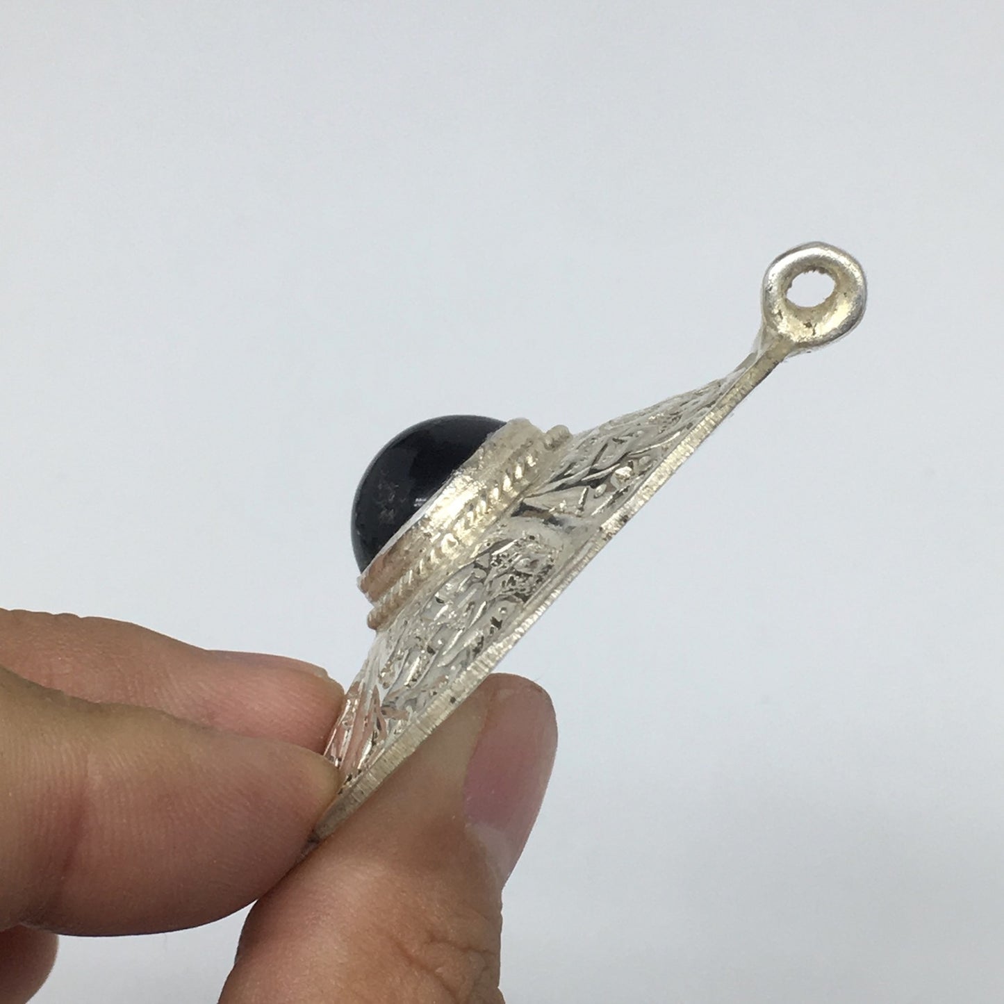 1pc,2.5"x2.3"x0.6",Turkmen Pendant Black Carnelian Flower Shape Statement,TN650