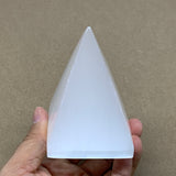 340g, 3.4"x2.5" White Selenite/Satin Spar Pyramid Crystal @Morocco, B24158