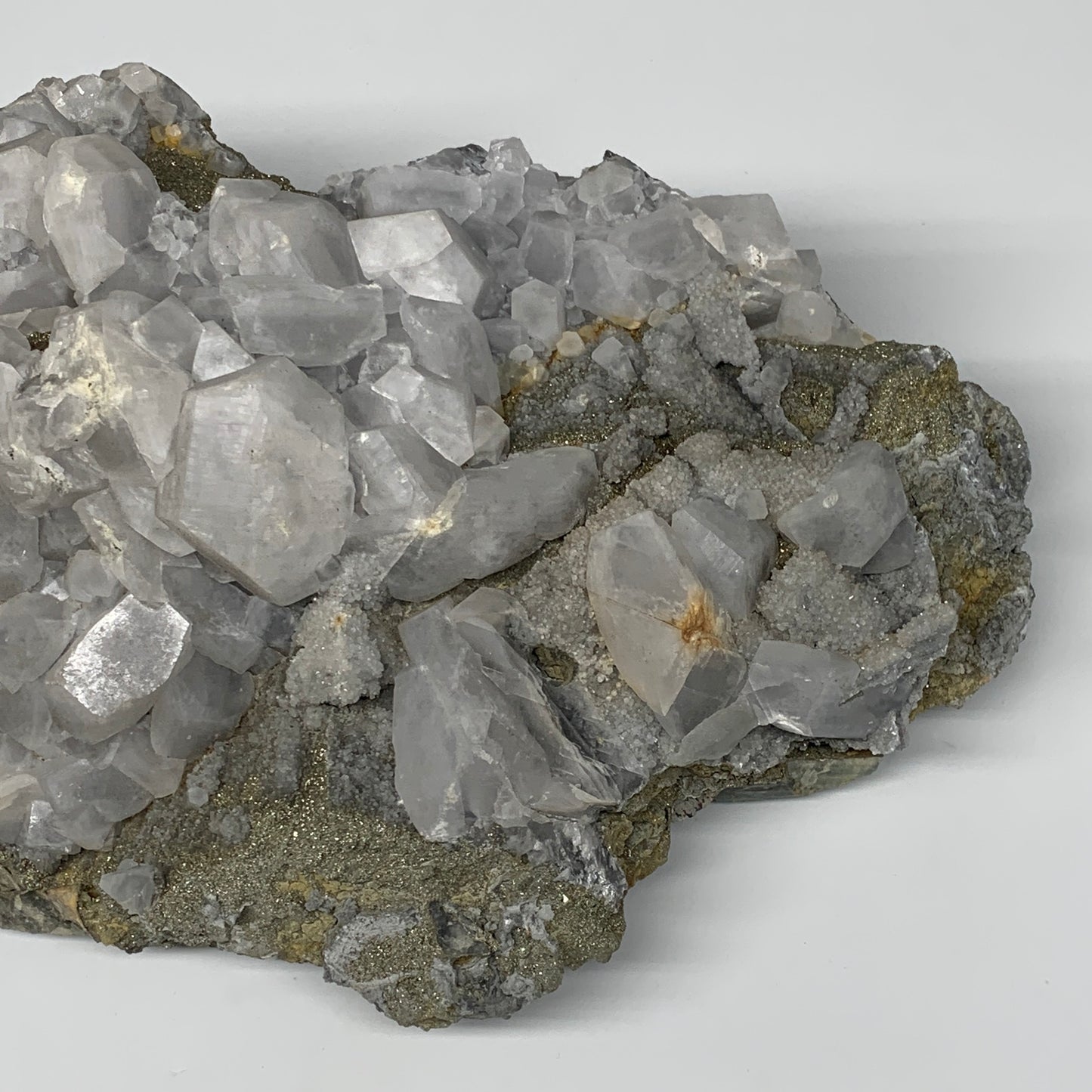 17.2 Lbs, 14"x8"x4.5", UV Reactive Chalcopyrite Calcite Cluster Fluorite Mineral