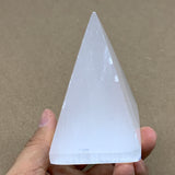 288.5g, 3.6"x2.3" White Selenite/Satin Spar Pyramid Crystal @Morocco, B24159