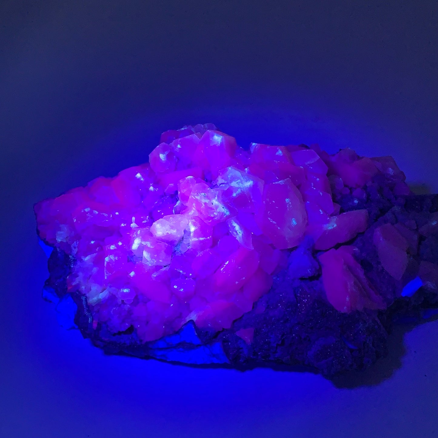 17.2 Lbs, 14"x8"x4.5", UV Reactive Chalcopyrite Calcite Cluster Fluorite Mineral