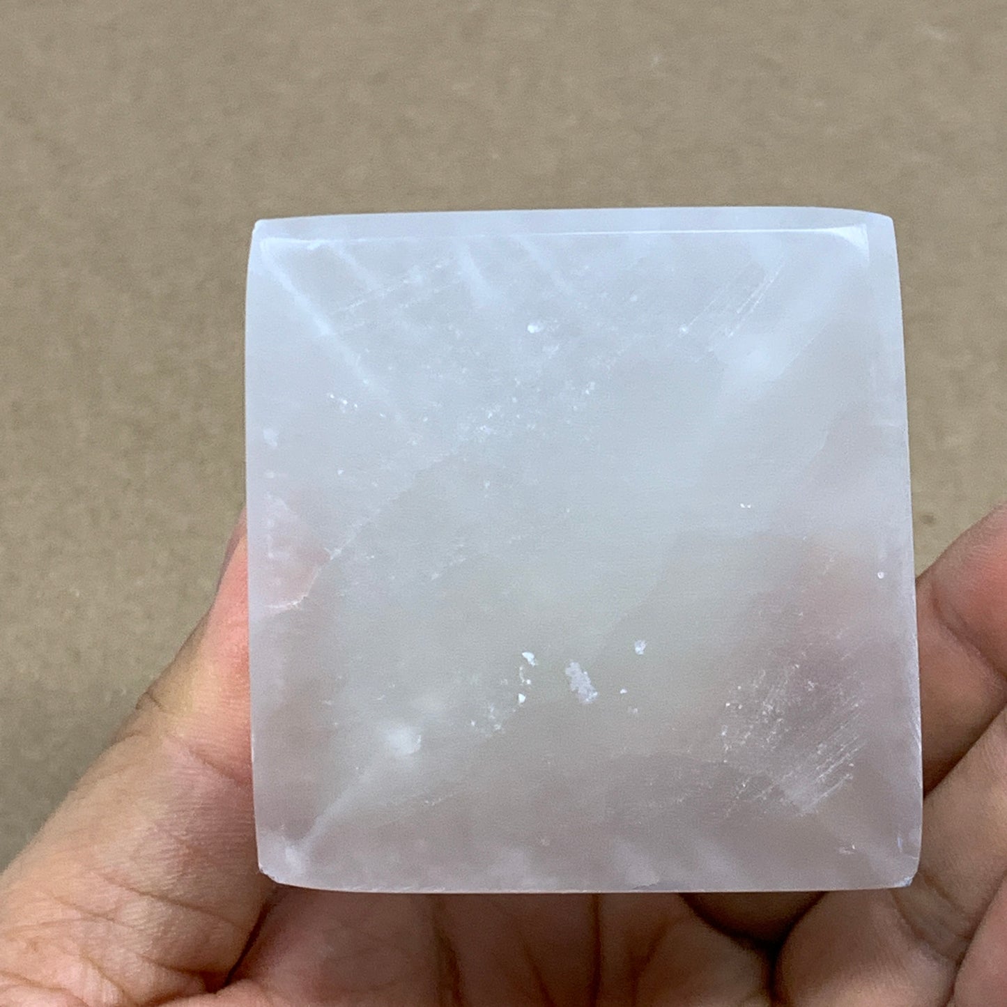 288.5g, 3.6"x2.3" White Selenite/Satin Spar Pyramid Crystal @Morocco, B24159