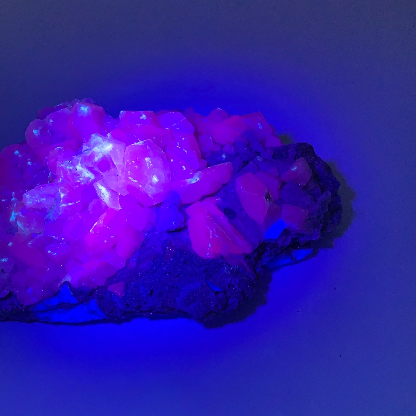 17.2 Lbs, 14"x8"x4.5", UV Reactive Chalcopyrite Calcite Cluster Fluorite Mineral