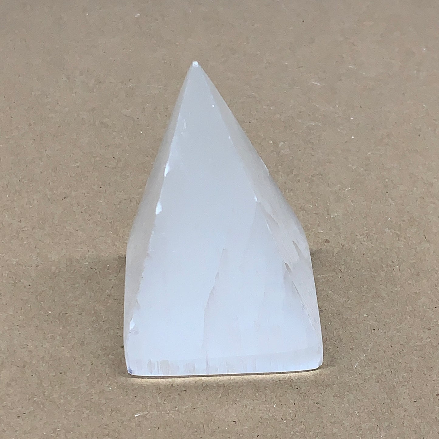 288.5g, 3.6"x2.3" White Selenite/Satin Spar Pyramid Crystal @Morocco, B24159