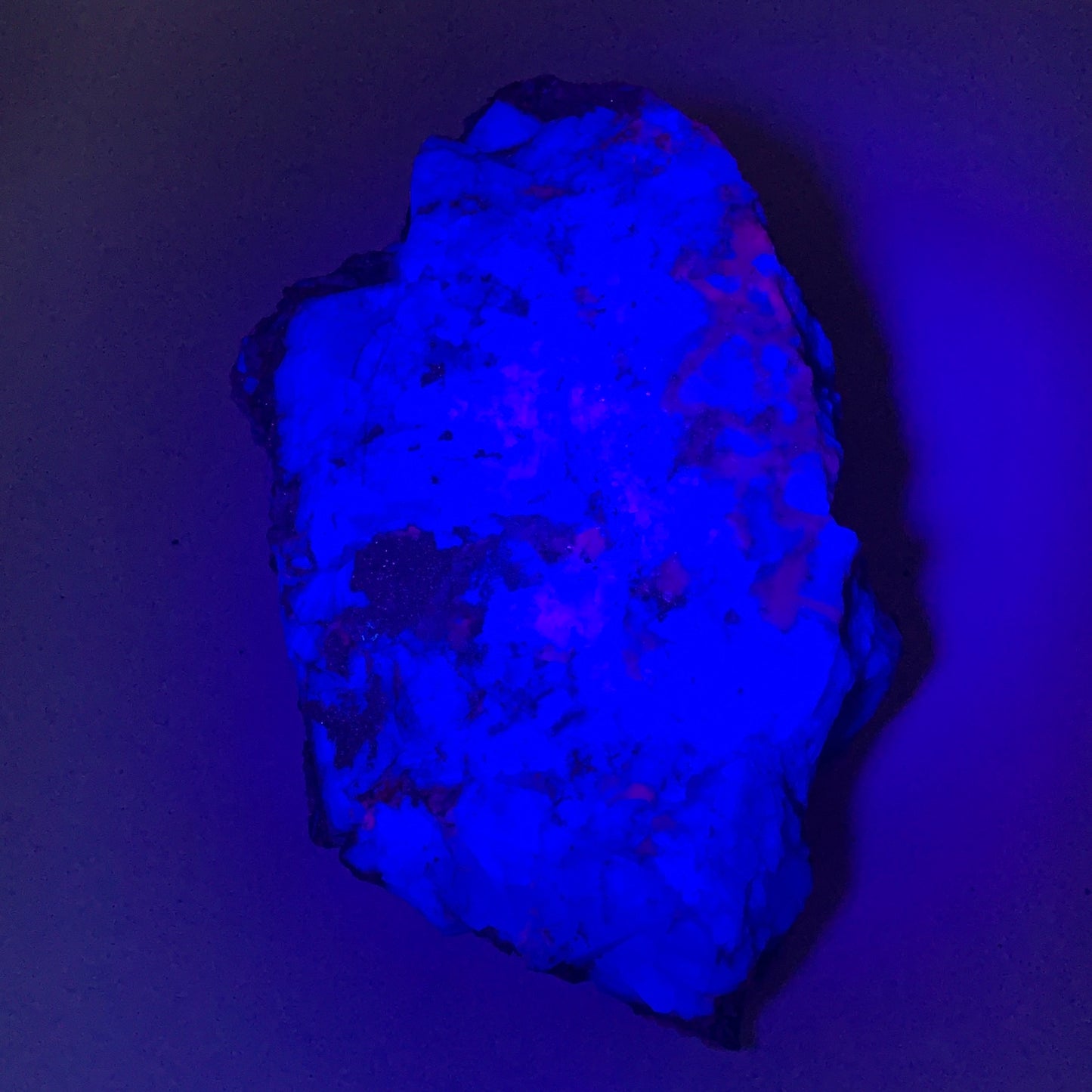 17.2 Lbs, 14"x8"x4.5", UV Reactive Chalcopyrite Calcite Cluster Fluorite Mineral