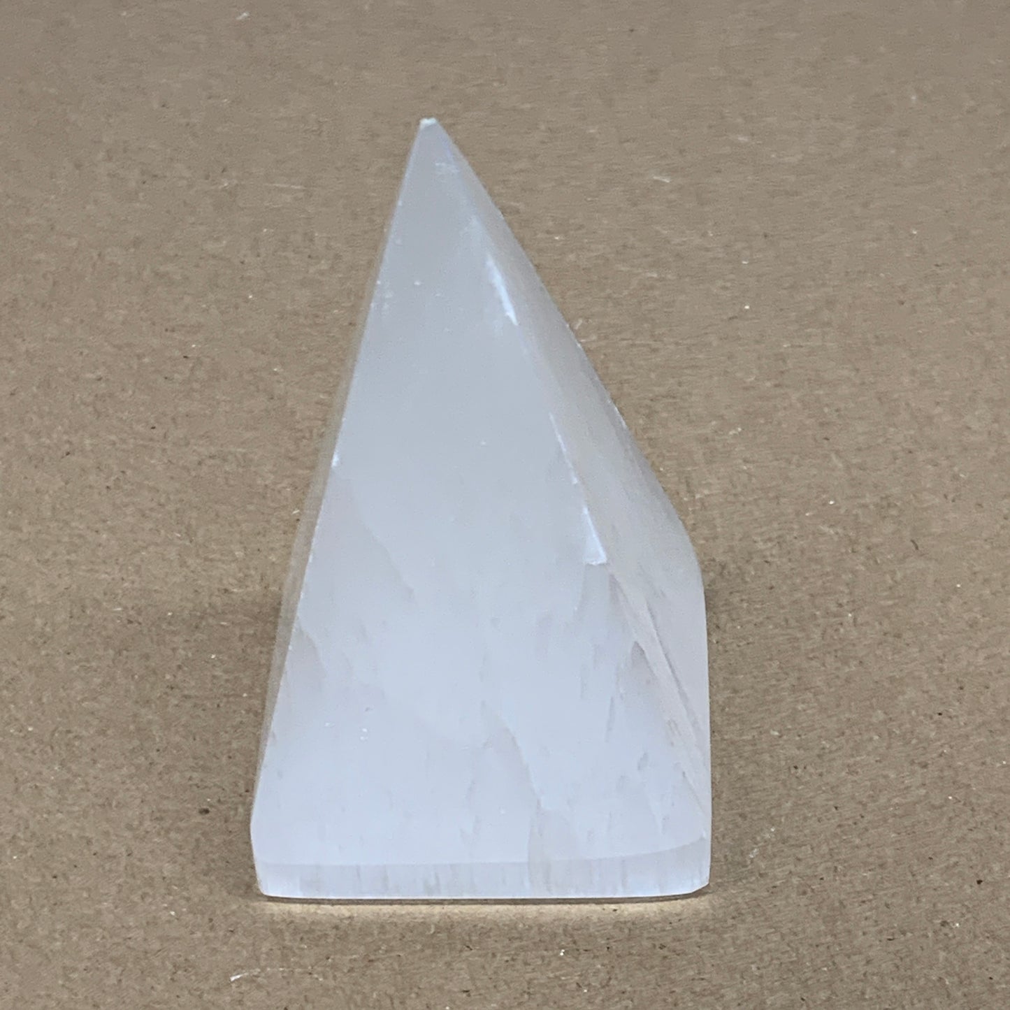 288.5g, 3.6"x2.3" White Selenite/Satin Spar Pyramid Crystal @Morocco, B24159