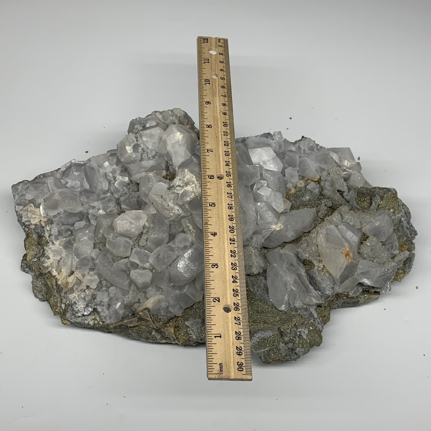 17.2 Lbs, 14"x8"x4.5", UV Reactive Chalcopyrite Calcite Cluster Fluorite Mineral