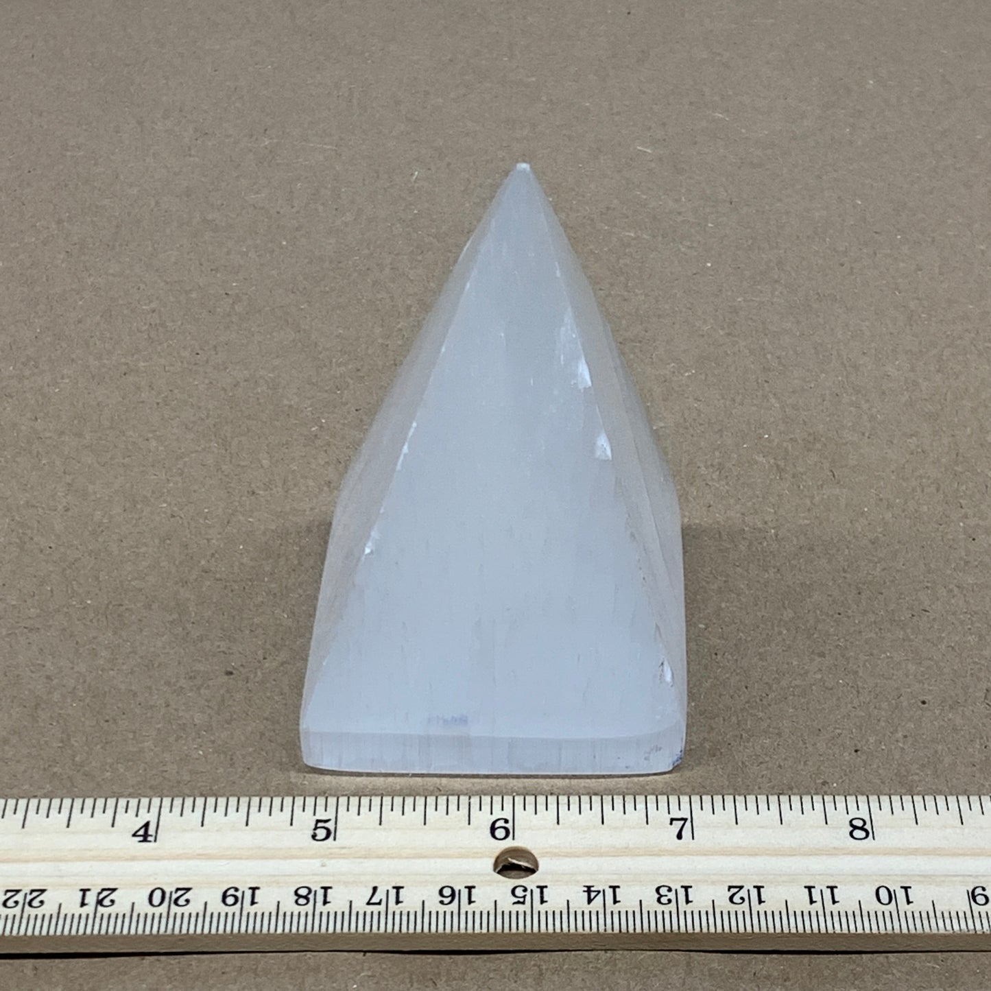 288.5g, 3.6"x2.3" White Selenite/Satin Spar Pyramid Crystal @Morocco, B24159