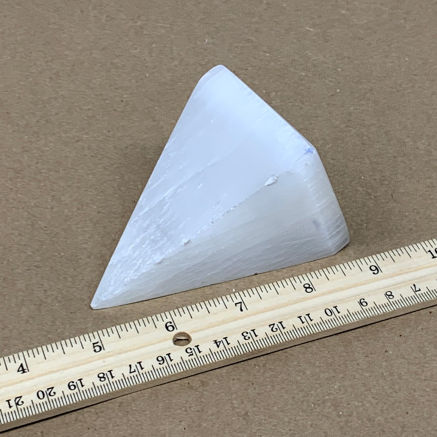 288.5g, 3.6"x2.3" White Selenite/Satin Spar Pyramid Crystal @Morocco, B24159