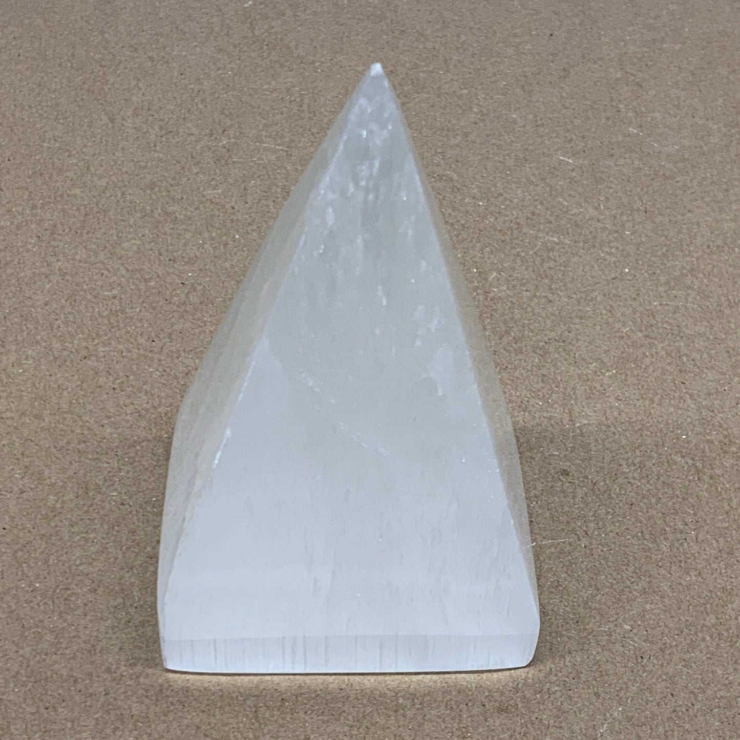 326g, 3.7"x2.4" White Selenite/Satin Spar Pyramid Crystal @Morocco, B24160