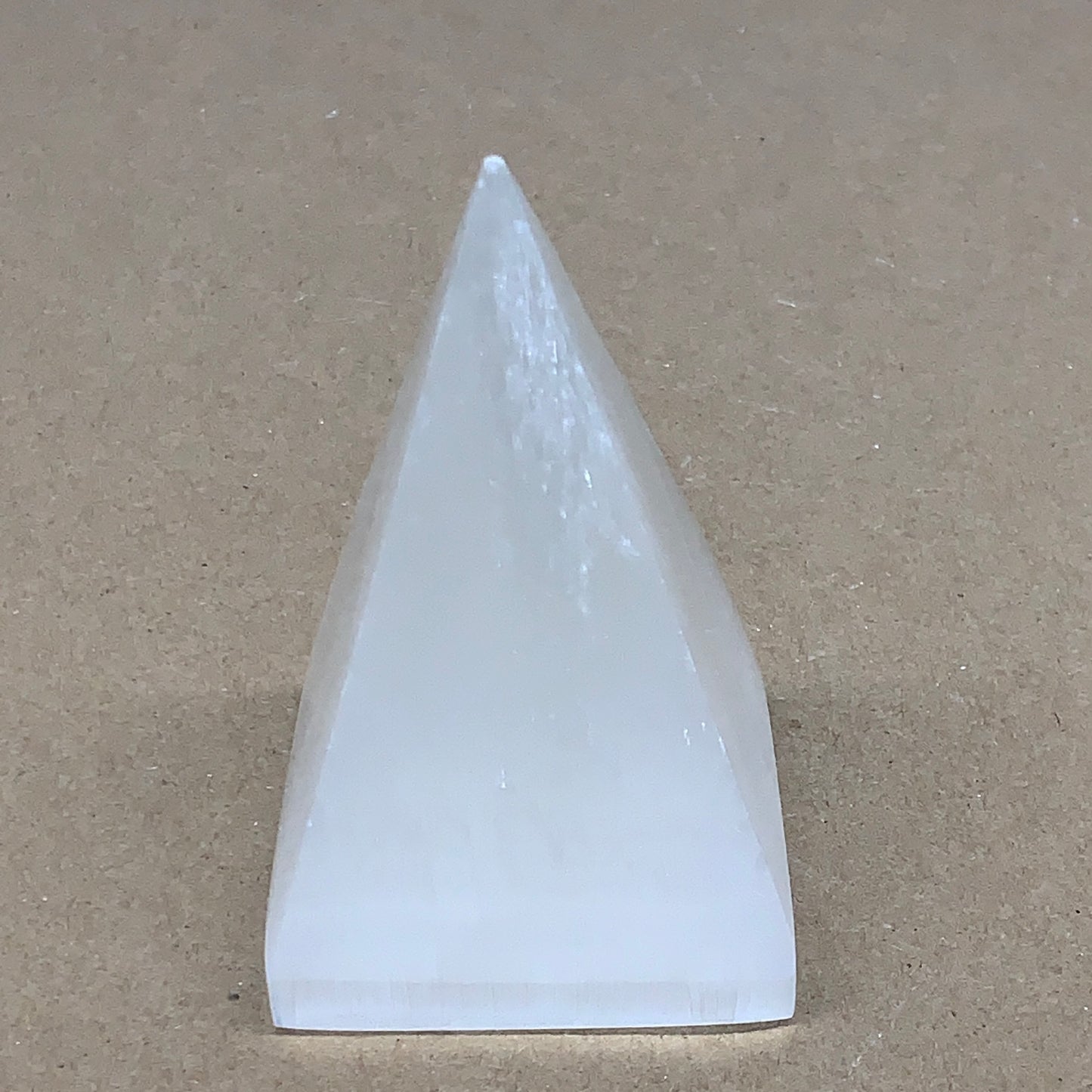 326g, 3.7"x2.4" White Selenite/Satin Spar Pyramid Crystal @Morocco, B24160