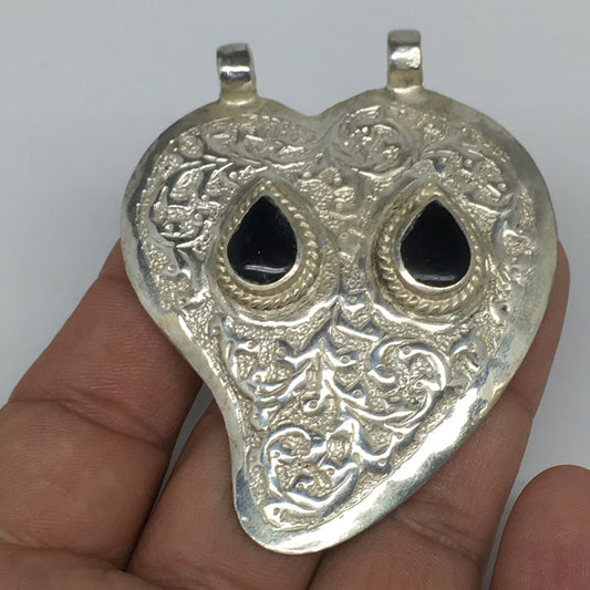 1pc,2.6"x2.1"x0.4",Turkmen Pendant Black Carnelian Drop Shape Statement,TN655