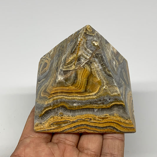 0.73 lbs, 2.6"x2.7", Zebra Calcite Pyramid Gemstone,Healing Crystal, B26213