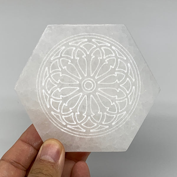 1pcs, 3.3" -3.5" Selenite Crystals Carved Hexagon Shape gypsum @Morocco