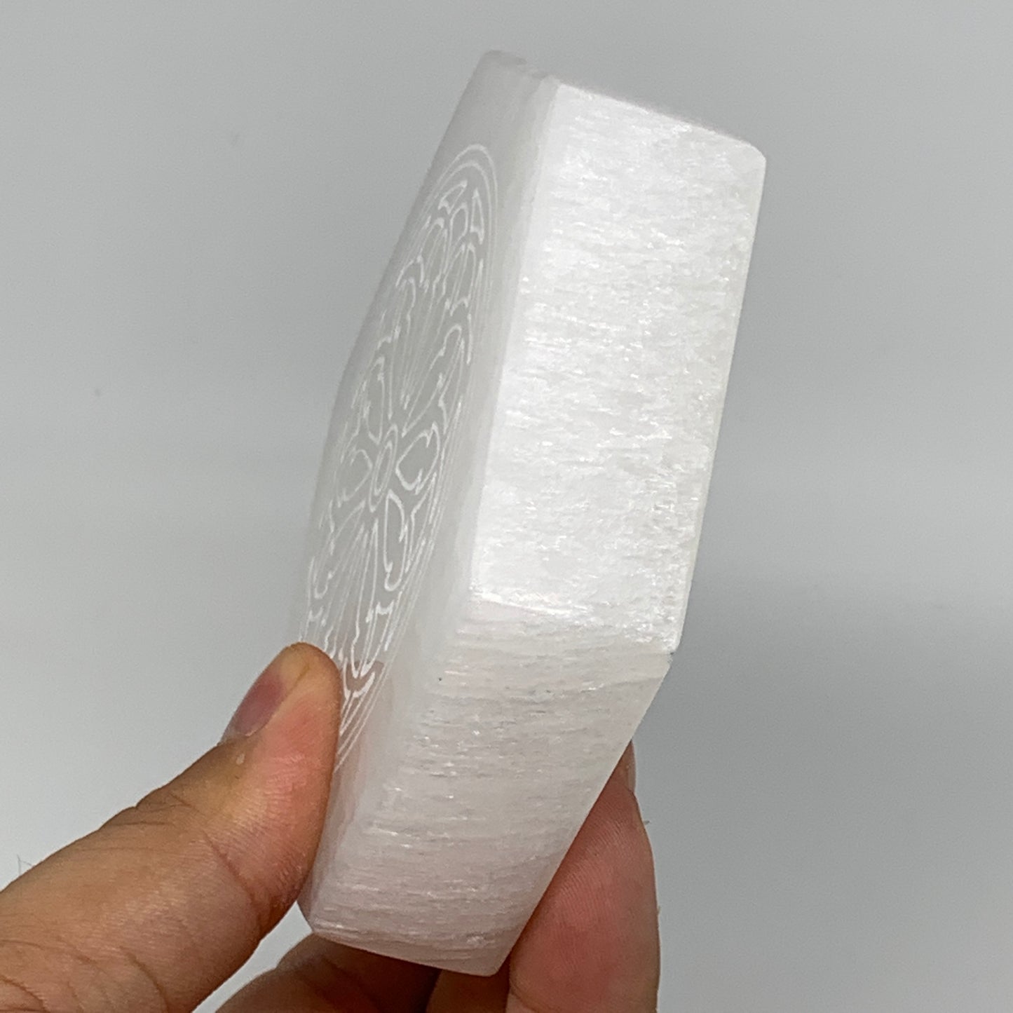 1pcs, 3.3" -3.5" Selenite Crystals Carved Hexagon Shape gypsum @Morocco