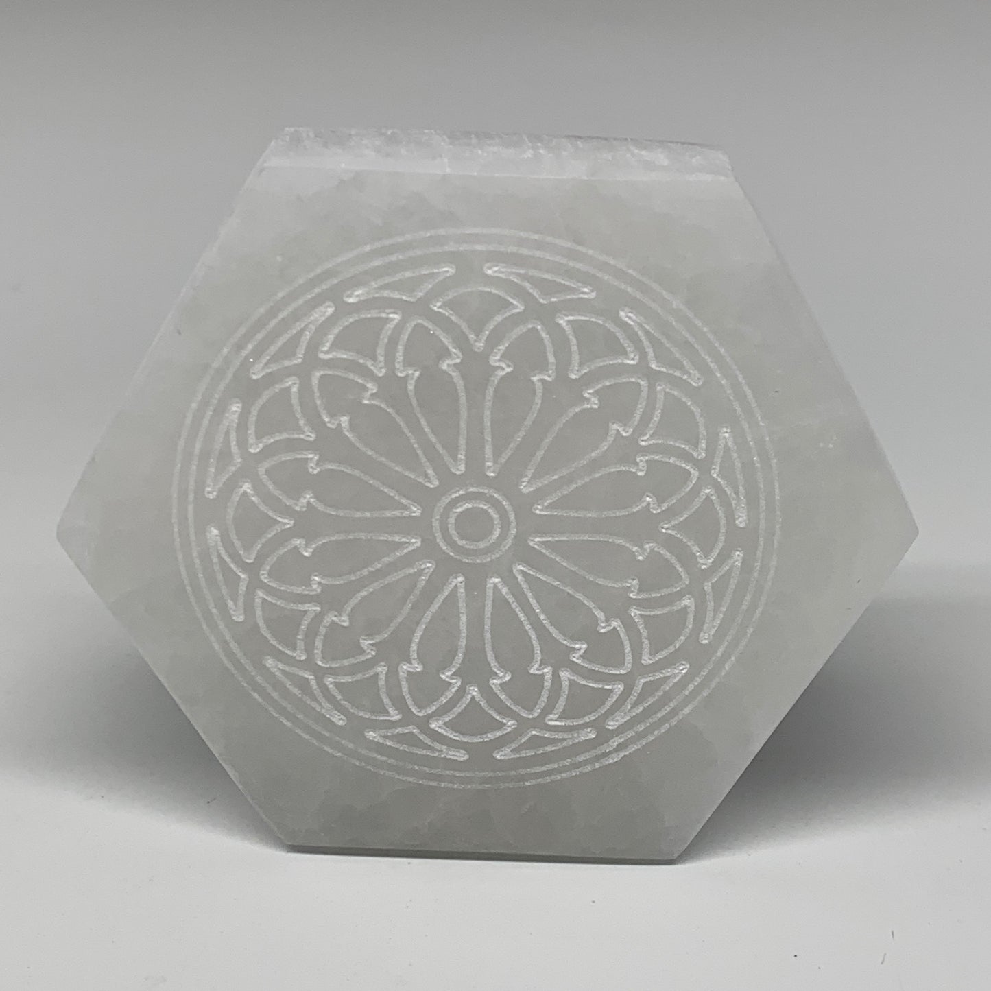 1pcs, 3.3" -3.5" Selenite Crystals Carved Hexagon Shape gypsum @Morocco