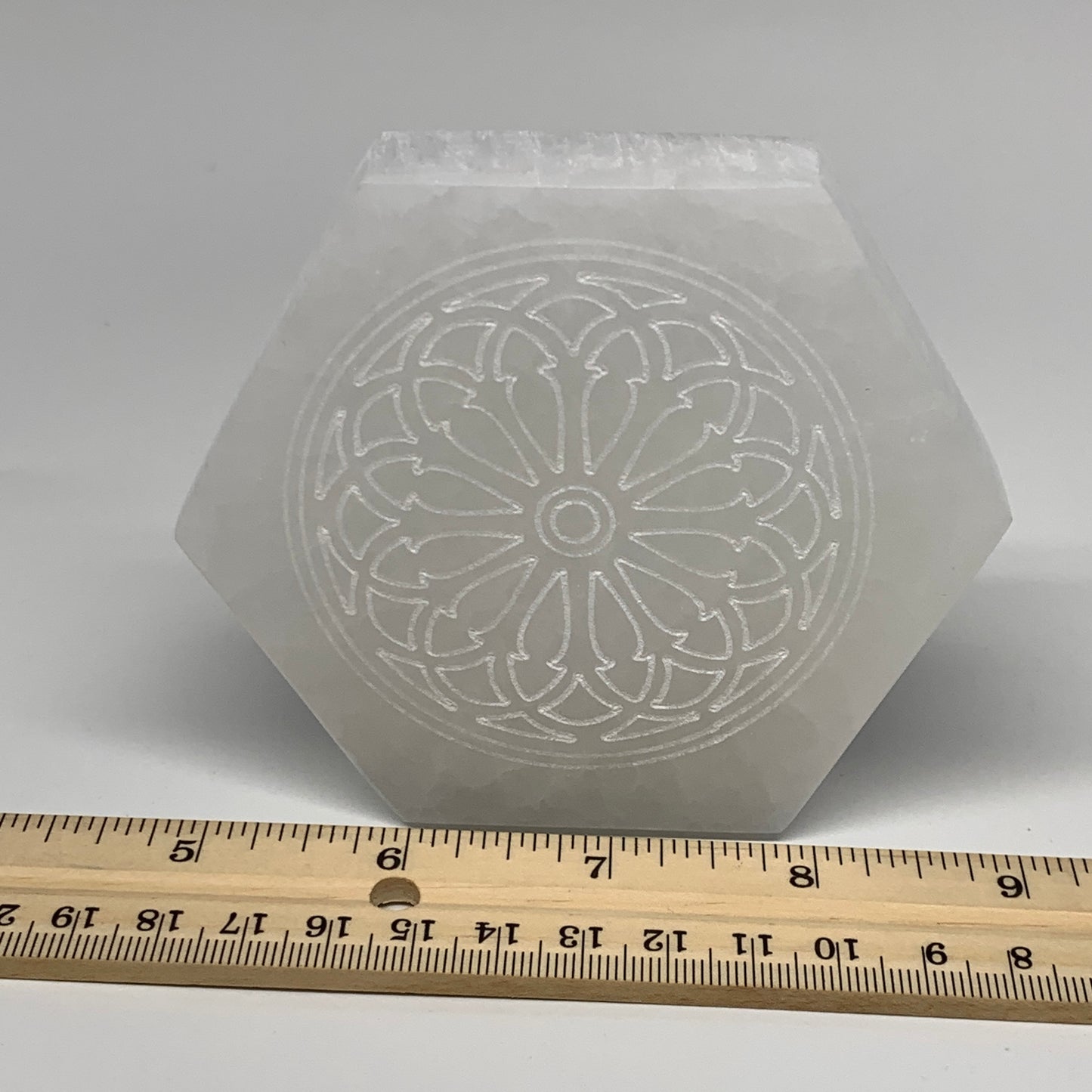 1pcs, 3.3" -3.5" Selenite Crystals Carved Hexagon Shape gypsum @Morocco